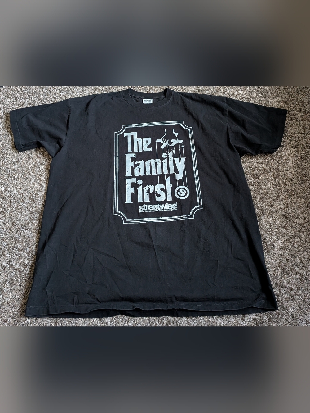 Streetwise Godfather The Family First Black Cotton Graphic Shirt Men's 3XL